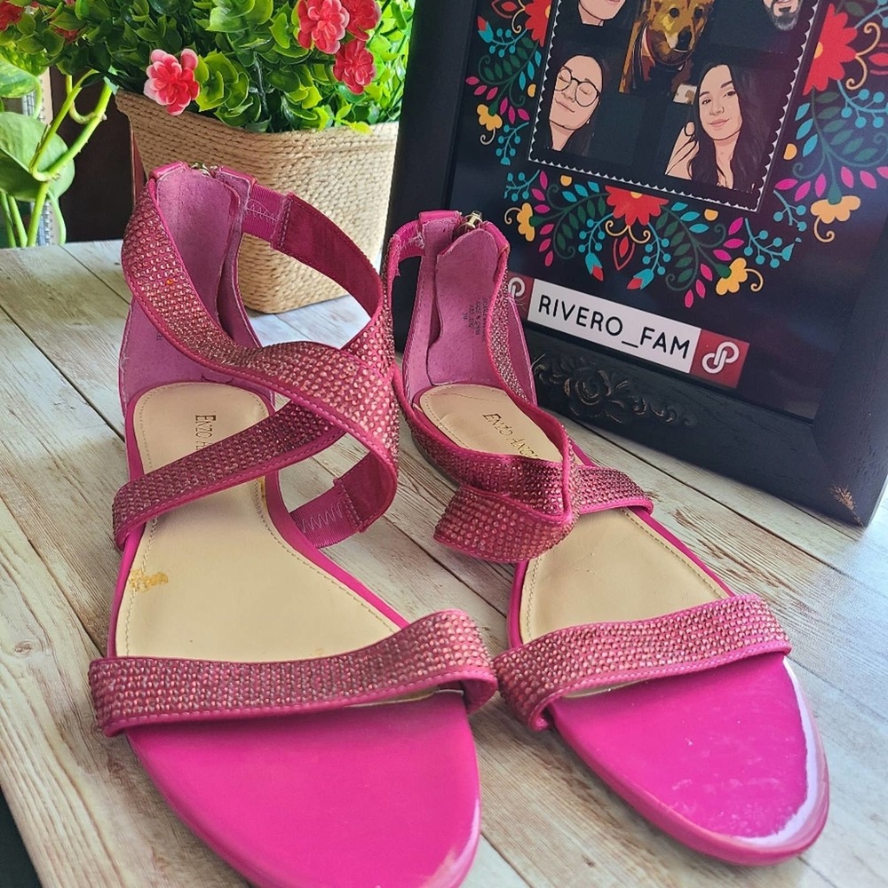 NWOT |  ENZO ANGIOLINI | PINK SATIN SANDALS - Picture 2 of 11